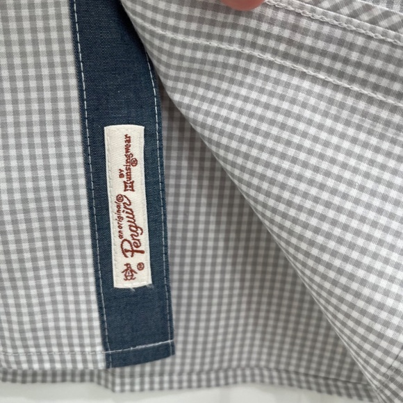 Original Penguin Short Sleeve Button Down Mens Shirt - Tan/Grey Gingham - XL - Picture 3 of 8